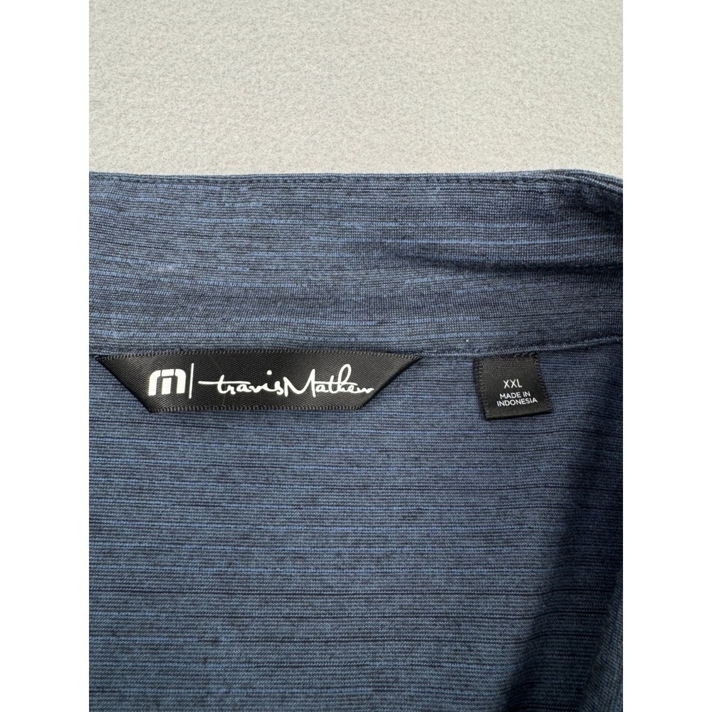 TravisMathew Mens XXL Heather Navy Blue Quarter Zip Golf Pullover Lightweight - Picture 4 of 10